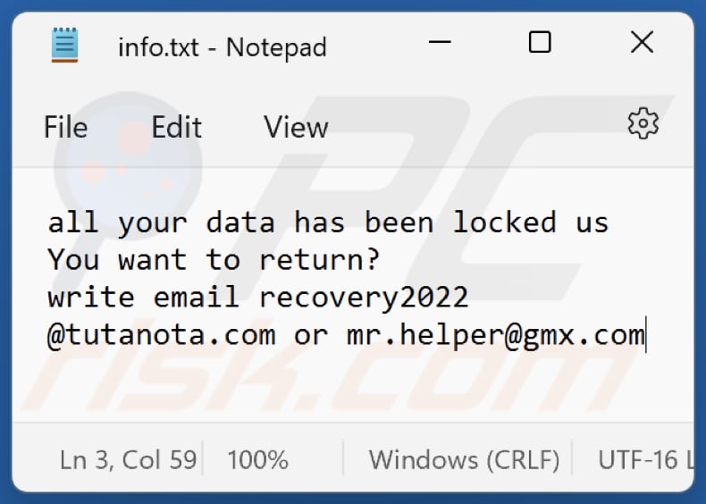 po ransomware text file (info.txt)
