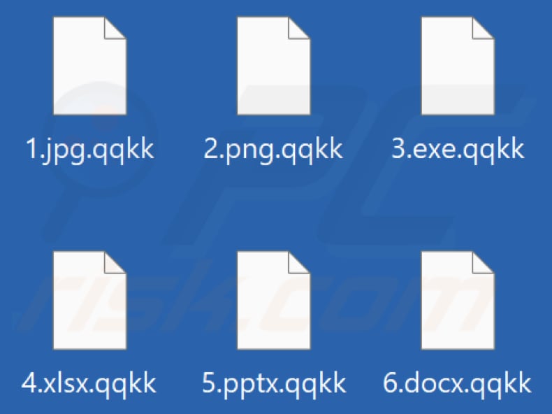 Files encrypted by Qqkk ransomware (.qqkk extension)