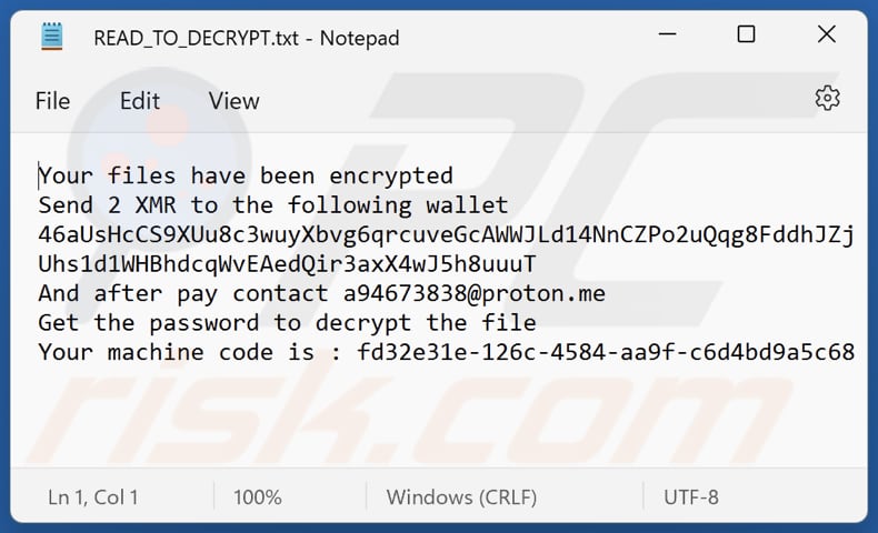 Rar1 ransomware text file (READ_TO_DECRYPT.txt)