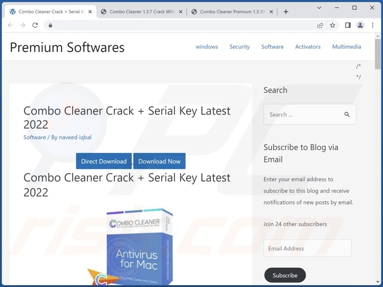 RecordBreaker malware promoting cracked software website