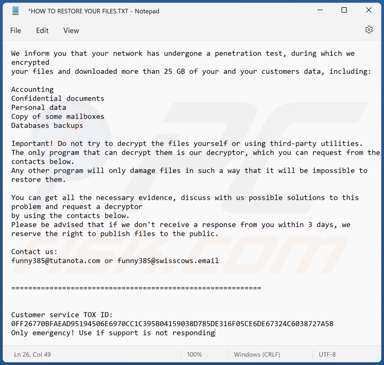 Rkhwhrogq ransomware ransom-demanding message (HOW TO RESTORE YOUR FILES.TXT)