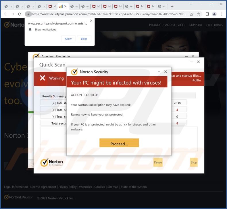 securityanalysisreport[.]com pop-up redirects