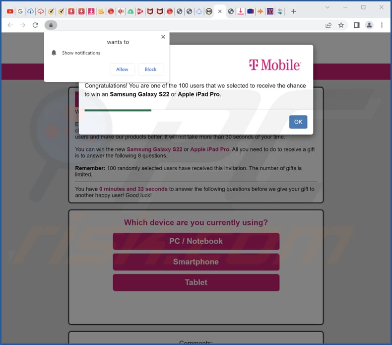 T-Mobile Customer Reward Program survey scam