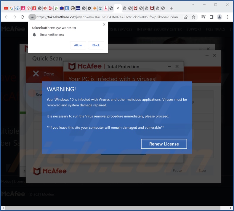 takeekatthree[.]xyz pop-up redirects