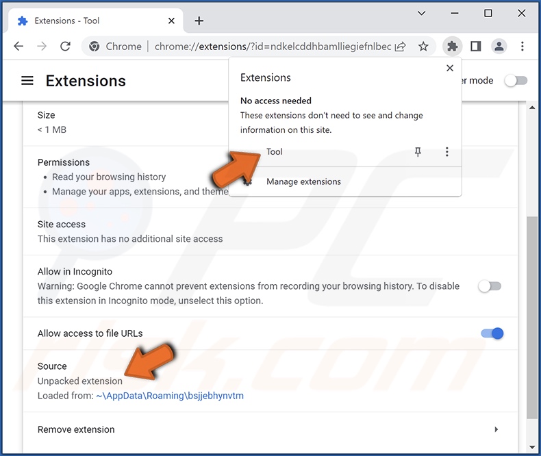 Tool adware-type browser extension description