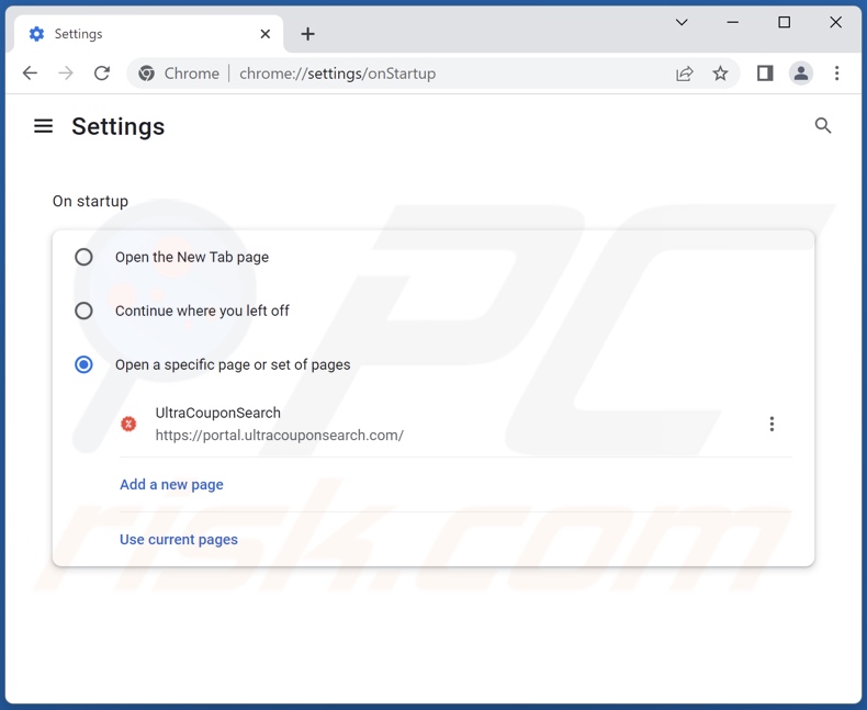 Removing ultracouponsearch.com from Google Chrome homepage