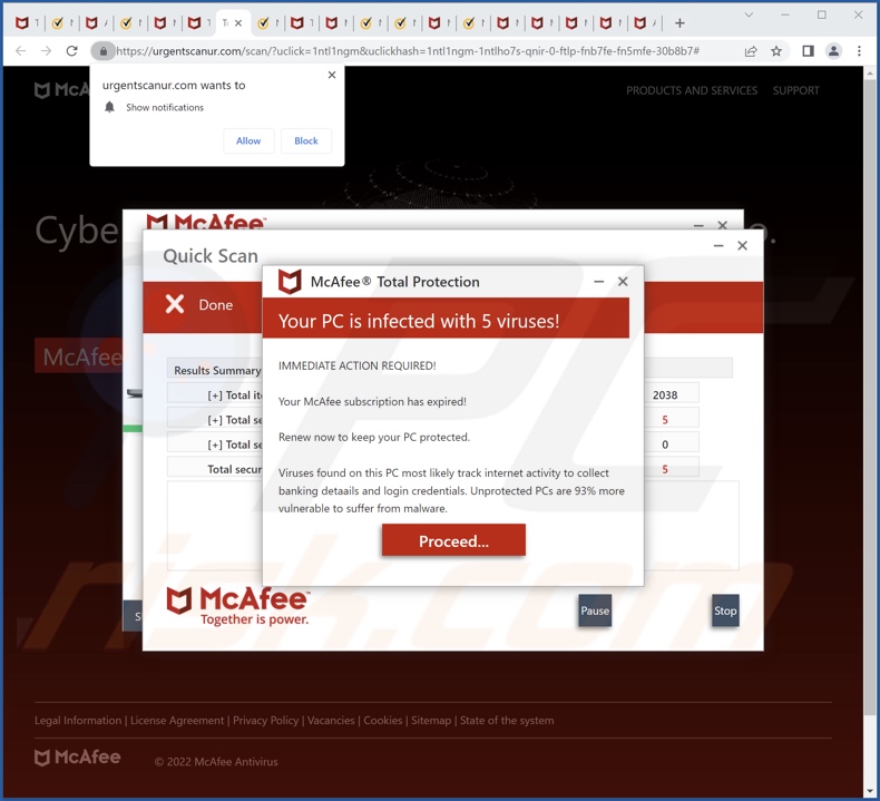 urgentscanur[.]com pop-up redirects