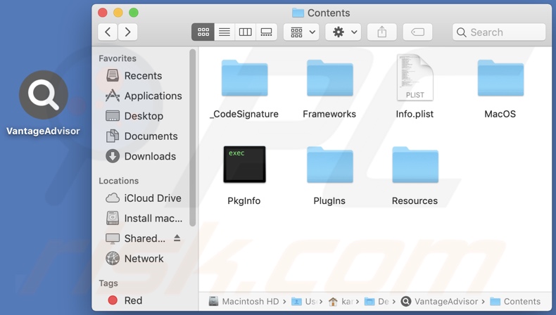 VantageAdvisor adware install folder