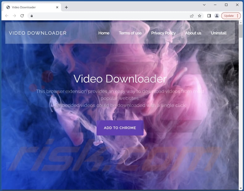 Website promoting Video Downloader adware