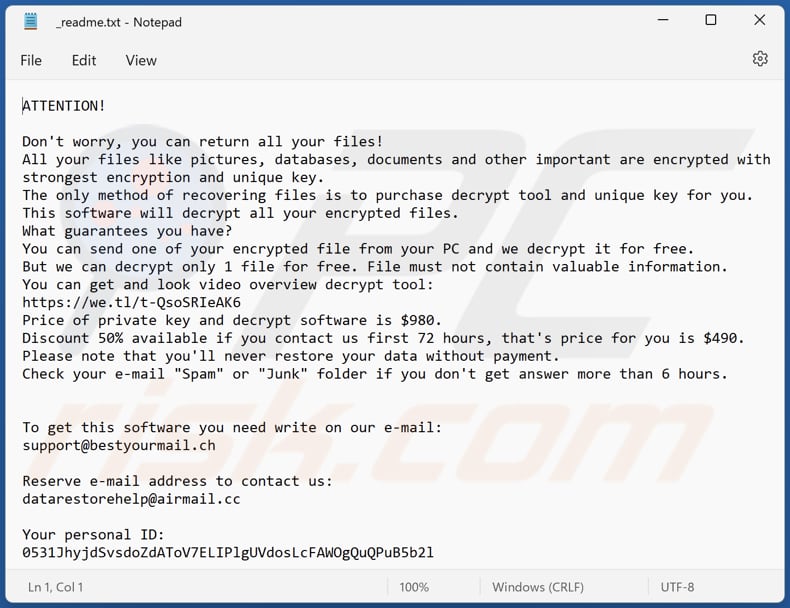 Vvyu ransomware text file (_readme.txt)