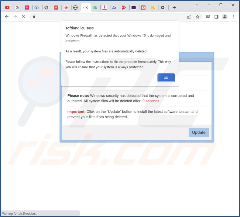 windows firewall has detected that your windows is damaged and irrelevant-pop-up-scam second pop-up message