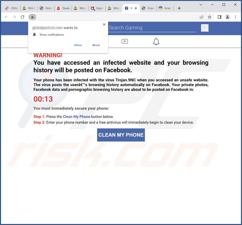Your Browsing History Will Be Posted On Facebook scam