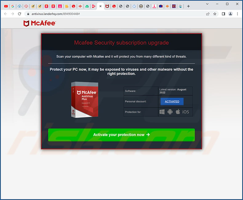 McAfee subscription scam (2022-08-25)