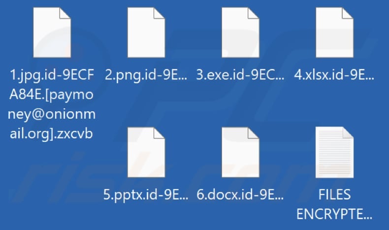 Files encrypted by Zxcvb ransomware (.zxcvb extension)