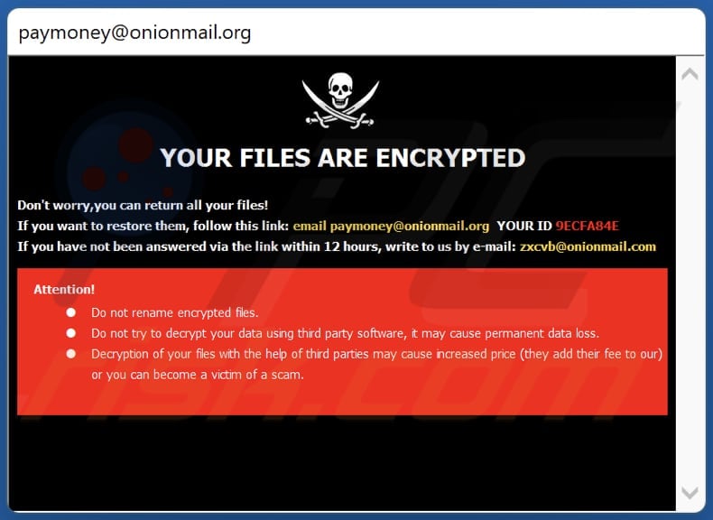 Zxcvb ransomware pop-up window