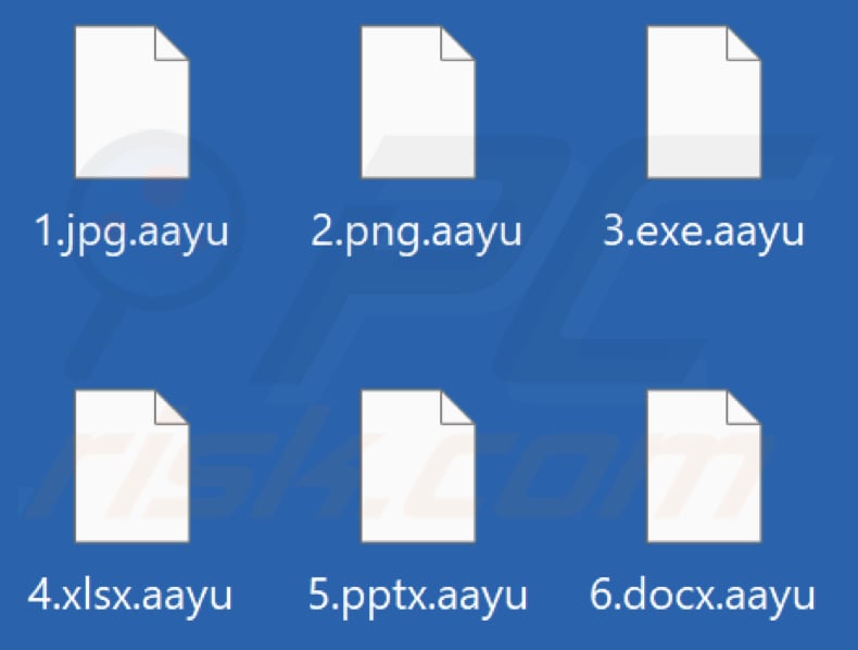 Files encrypted by Aayu ransomware (.aayu extension)
