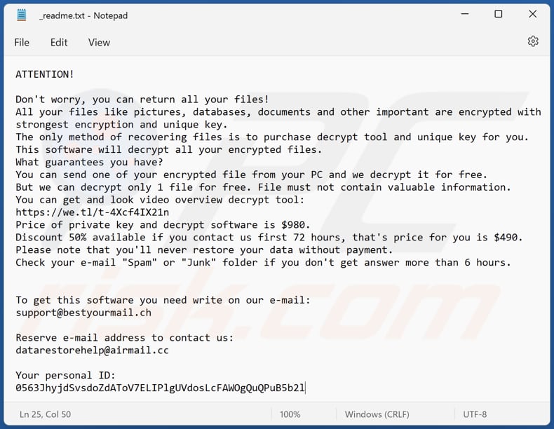 Aayu ransomware text file (_readme.txt)