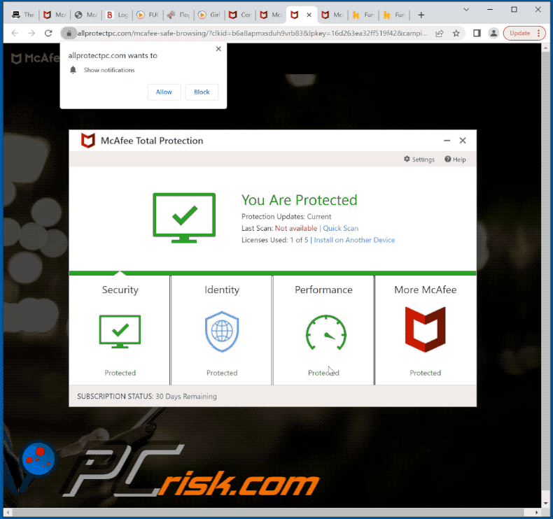 allprotectpc[.]com website appearance (GIF)