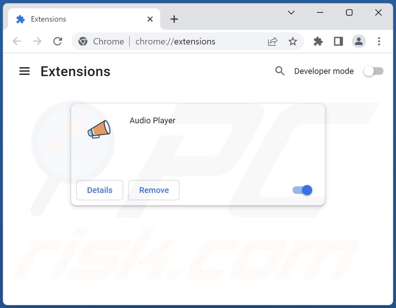 Removing Audio Player ads from Google Chrome step 2