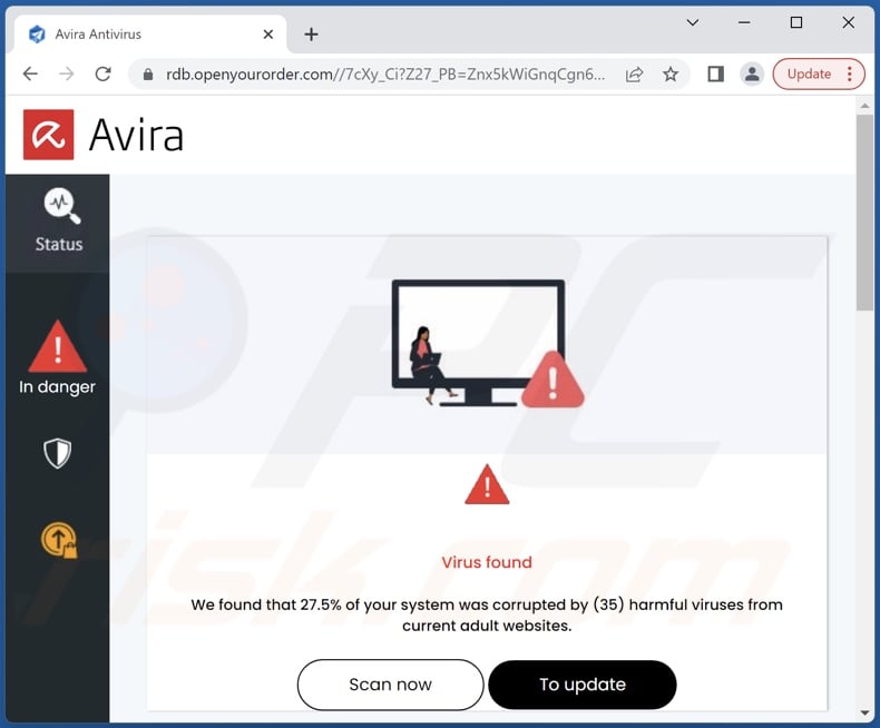 Avira - Your System Was Corrupted scam