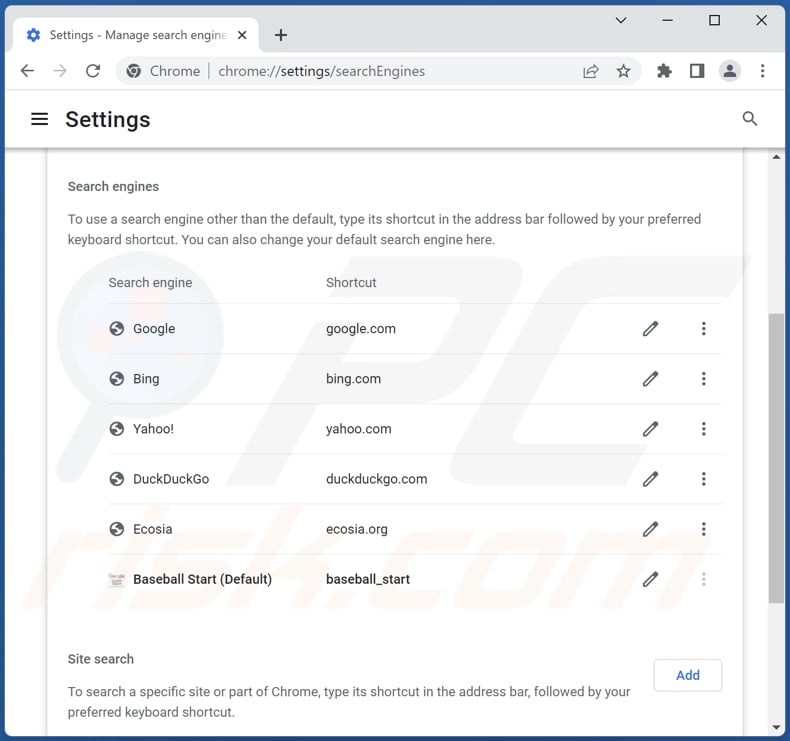 Removing nstart.online from Google Chrome default search engine