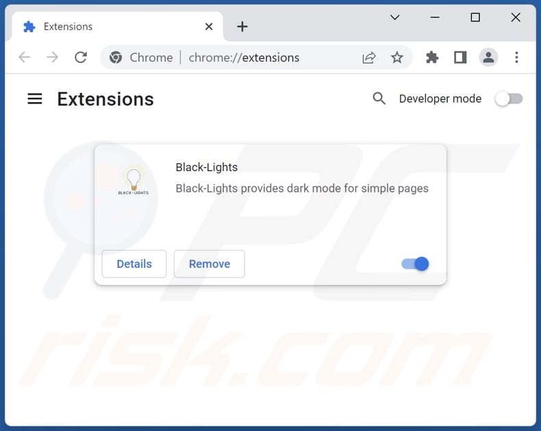 Removing Black-Lights ads from Google Chrome step 2