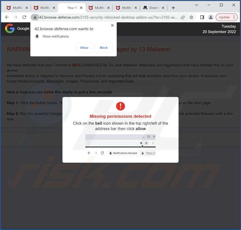 browse-defense[.]com pop-up redirects