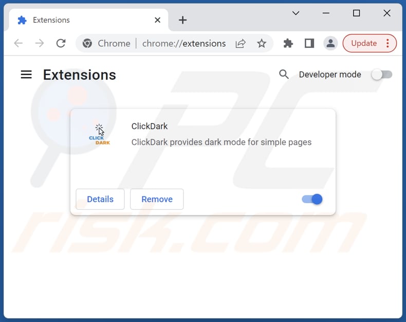 Removing ClickDark adware from Google Chrome step 2