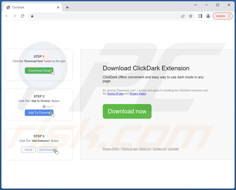 clickdark adware promoter