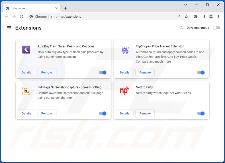 Removing cookie stuffing browser extensions from Google Chrome step 2