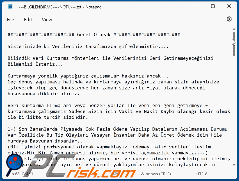 DataBankasi ransomware ransom note (---BILGILENDIRME----NOTU---.txt) GIF