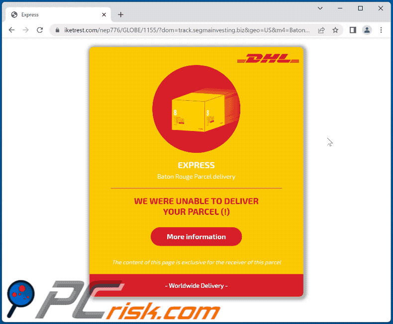 Appearance of DHL Express scam (GIF)