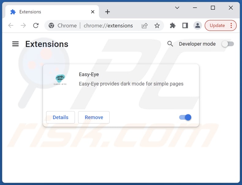 Removing Easy-Eye adware from Google Chrome step 2