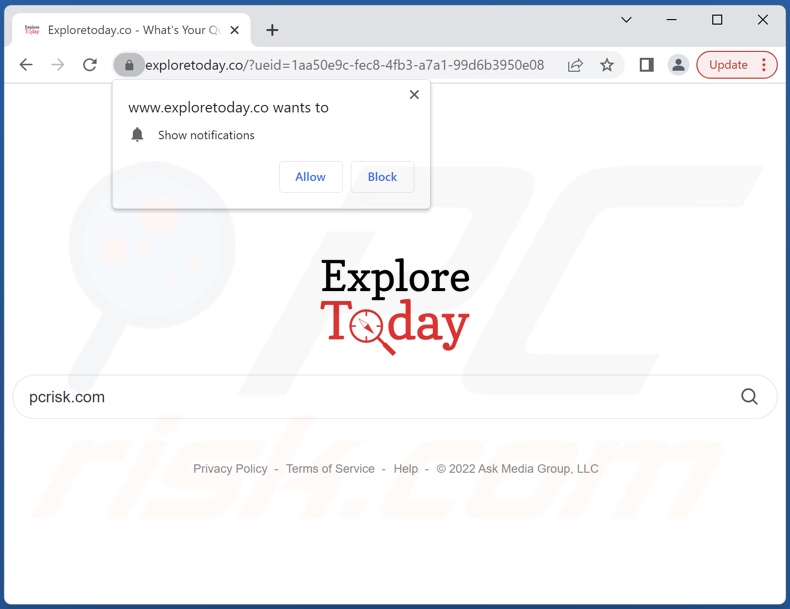 exploretoday.co browser hijacker