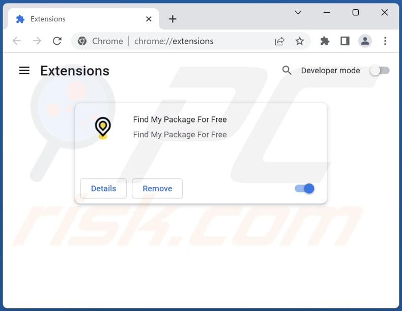 Removing Find My Package For Free adware from Google Chrome step 2