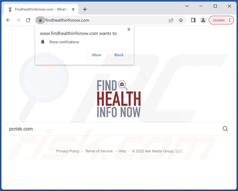 findhealthinfonow.com browser hijacker