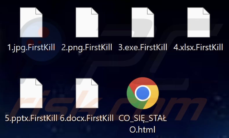 Files encrypted by FirstKill ransomware (.FirstKill extension)