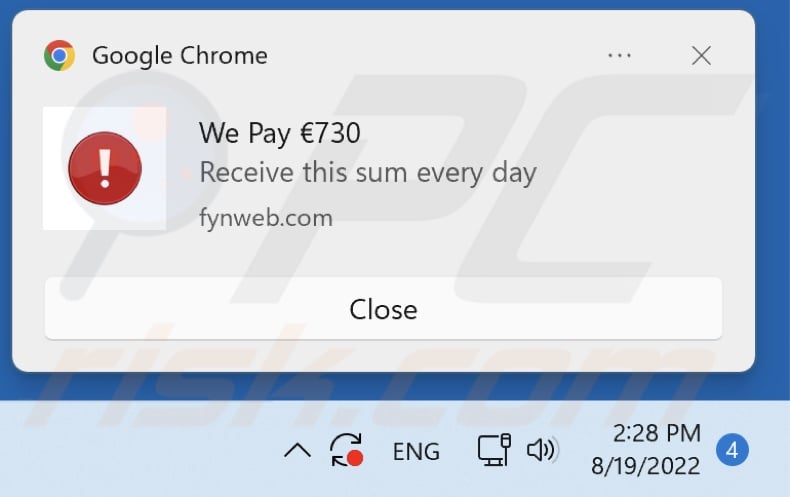 Ad delivered by fynweb[.]com page