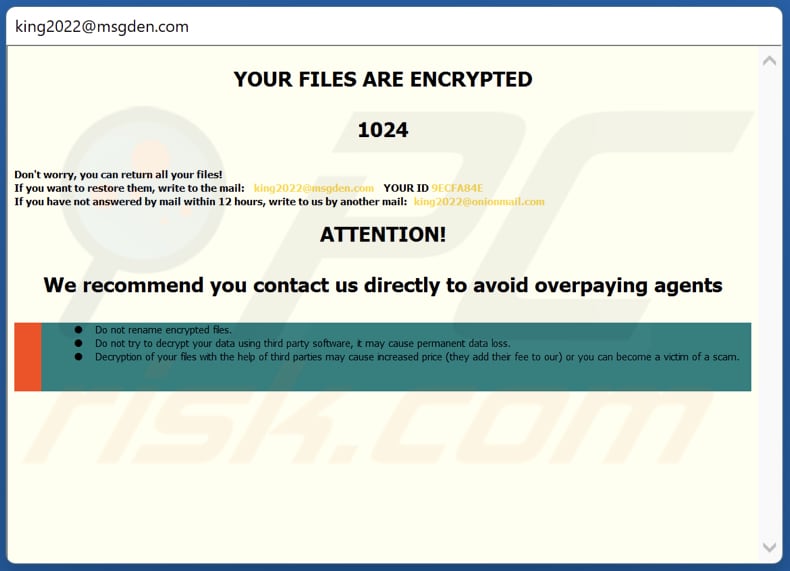 Gnik ransomware pop-up window