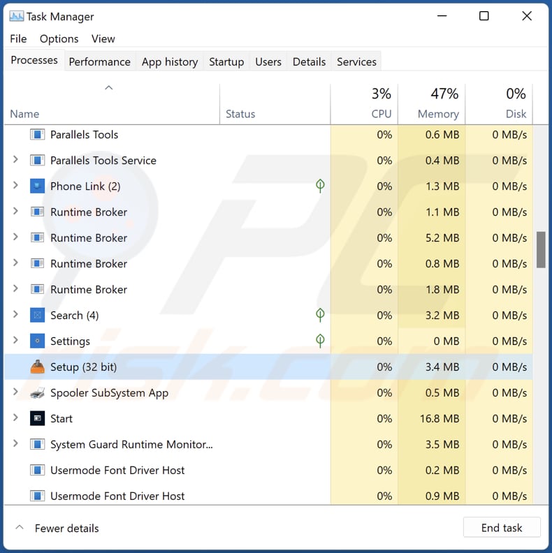 I Paid For Products From Your Store malicious process in the Task Manager