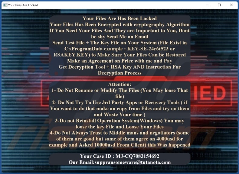 Joker ransomware pop-up (Decryption-Guide.HTA)