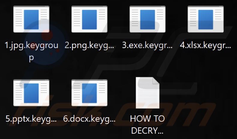 Files encrypted by Key Group ransomware (.keygroup extension)