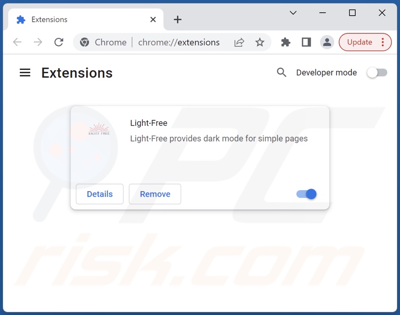 Removing Light-Free ads from Google Chrome step 2