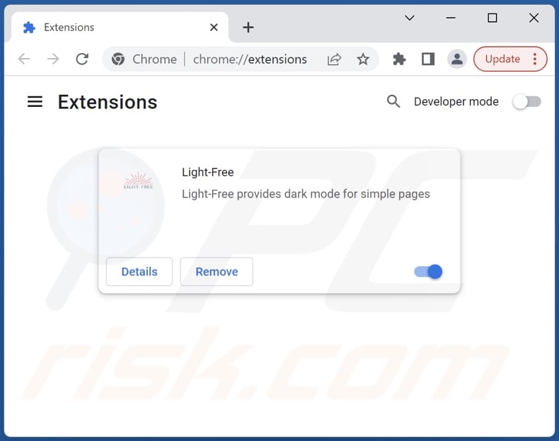 Removing Light-Free ads from Google Chrome step 2