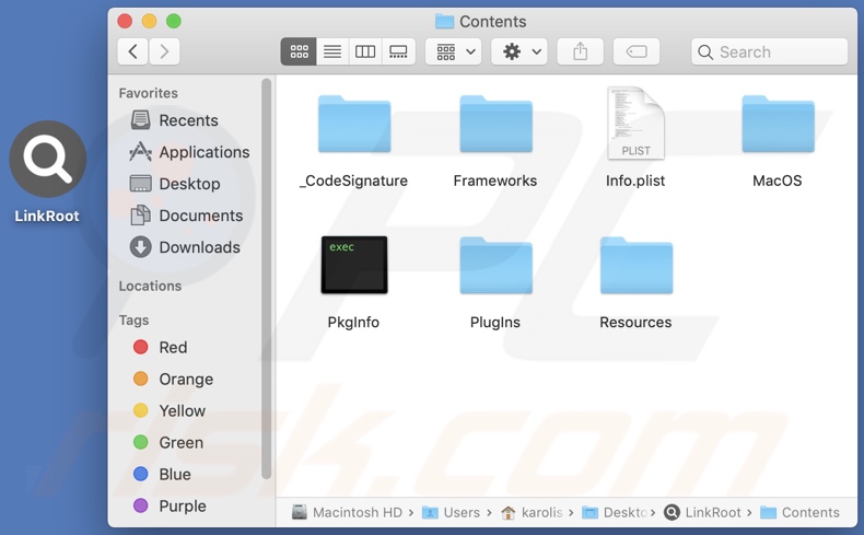 LinkRoot adware install folder
