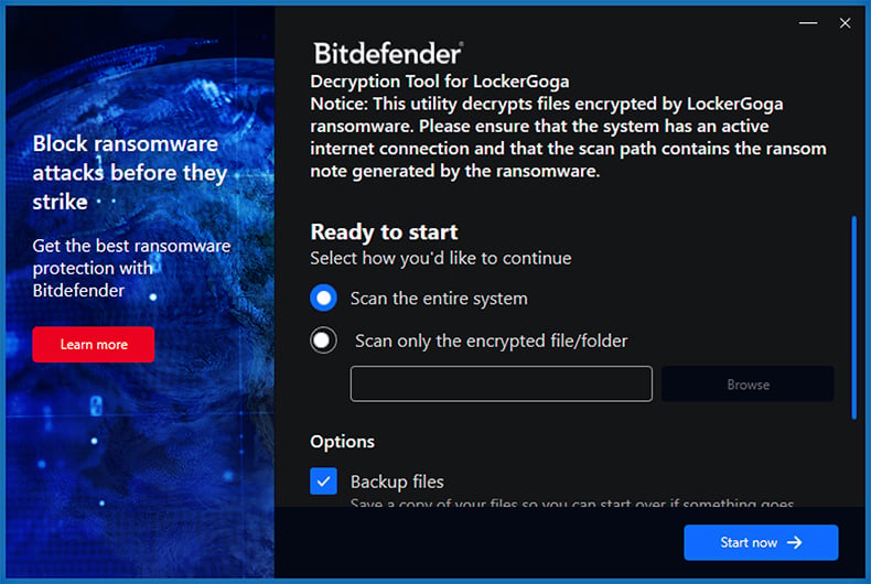 LockerGoga decryptor by Bitdefender