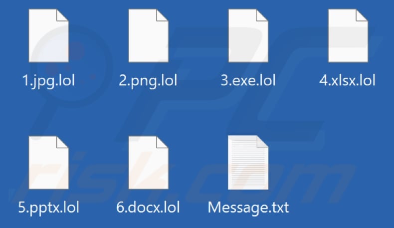 Files encrypted by Lol ransomware (.lol extension)