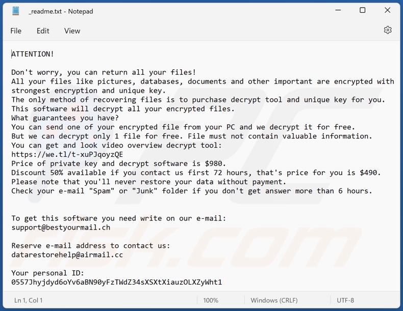 Mmdt ransomware text file (_readme.txt)