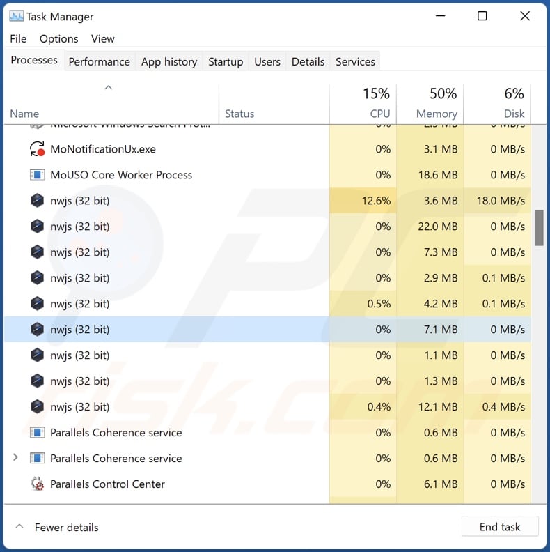 Mobile adware process on Task Manager (nwjs - process name)