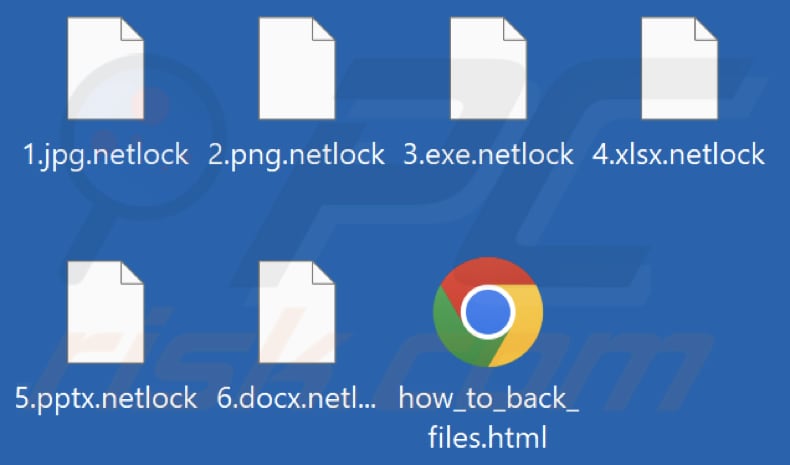 Files encrypted by Netlock ransomware (.netlock extension)